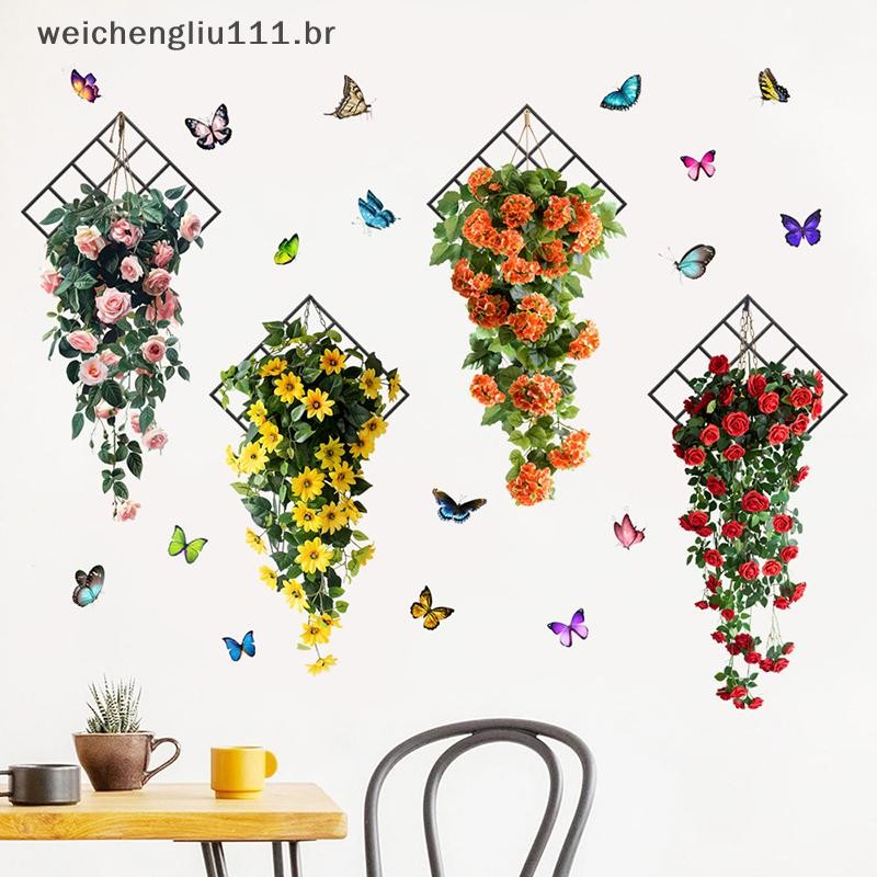 # weicheng Flor Videira Planta Verde Autoadesivo Adesivos De Parede À Prova D'água Sala De Estar Quarto Pintura Decorati