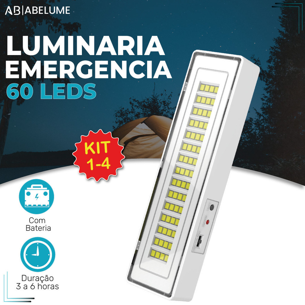 Luminária Emergência Lâmpada Portátil 60 Leds Recarregável Bivolt Luz Branca Fria em Oferta na Shopee