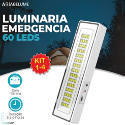 Luminária Emergência Lâmpada Portátil 60 Leds Recarregável Bivolt Luz Branca Fria