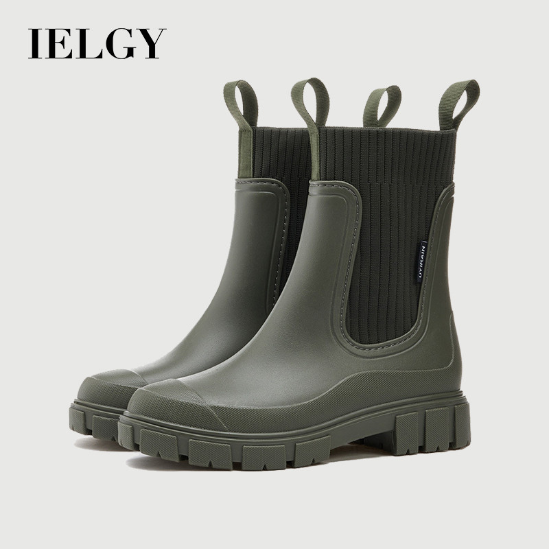 Botas De Chuva Femininas Com Faixa Elástica IELGY Entressola Resistente Ao Desgaste E Alta À Prova D'água Antiderrapante