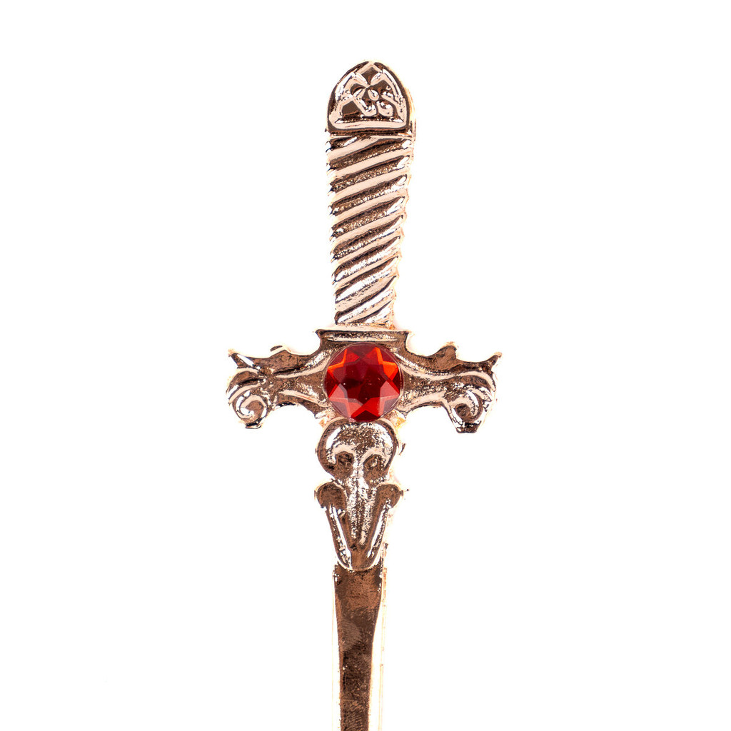 Athame Metal Cobre Brilhante 15 cm Pedra Vermelha Reforçado