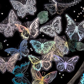 45 Pçs Holográfico Glitter Borboleta Adesivos Transparente Muito Brilhante Decalques Para Scrapbooking Garrafas De Água 