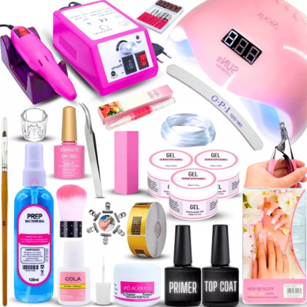 Kit Unhas Profissional – Motor Mercedes Cabine Sun 5 para Alongamento e Cuidados - Manicure Nail