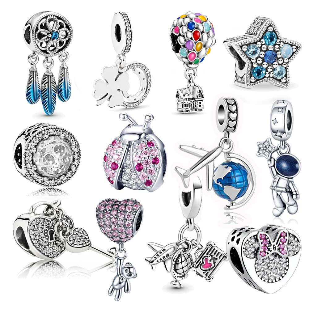 Berloque Pingente Charmes Viagem Amuletos Charms Encantos De Prata 925 Para Pulseira Braceletes Cadeia De Segurança