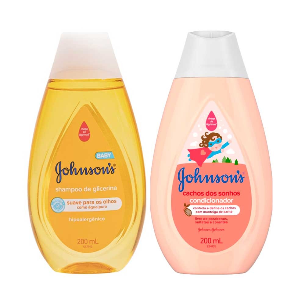 Kit Shampoo Johnson's Baby 200ml e Condicionador Johnson's Cachos dos Sonhos 200ml - Mom & Baby