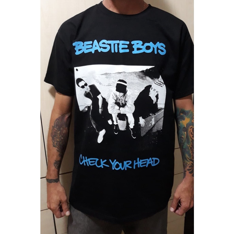 Camiseta Premium em Algodão Puro Camiseta Beastie Boys Check Your Head Camisa de Banda Hip Hop Rap - Linha Premium
