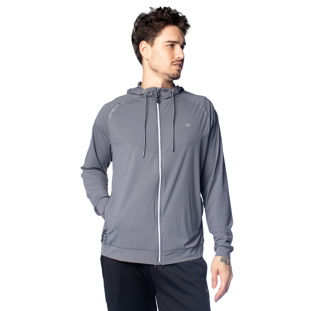 Corta Vento Masculina Ninety Eight Microfuros Zíper Cinza em Oferta na Shopee