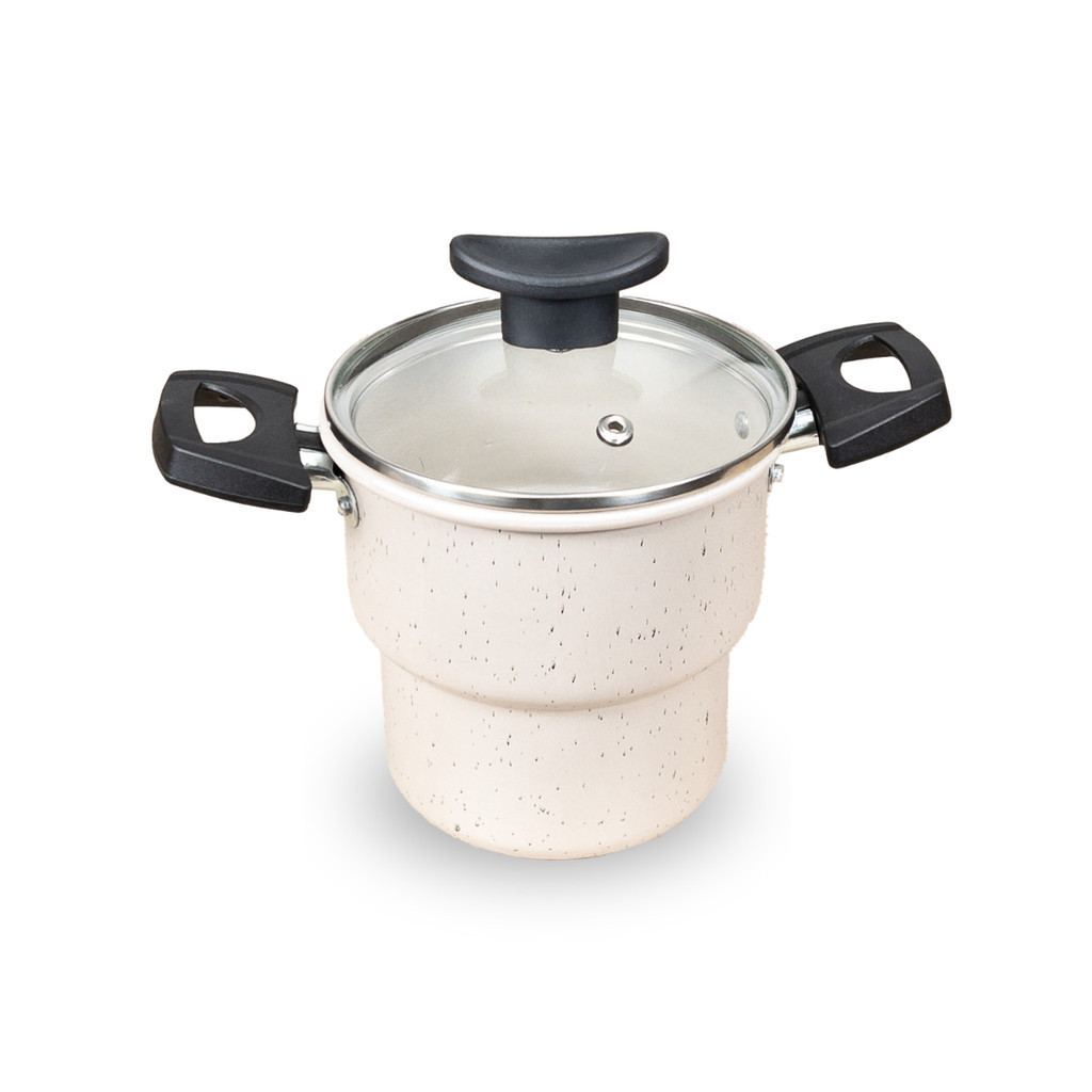 Cuscuzeiro Antiaderente Tampa de Vidro Teflon 14cm Cor Granito