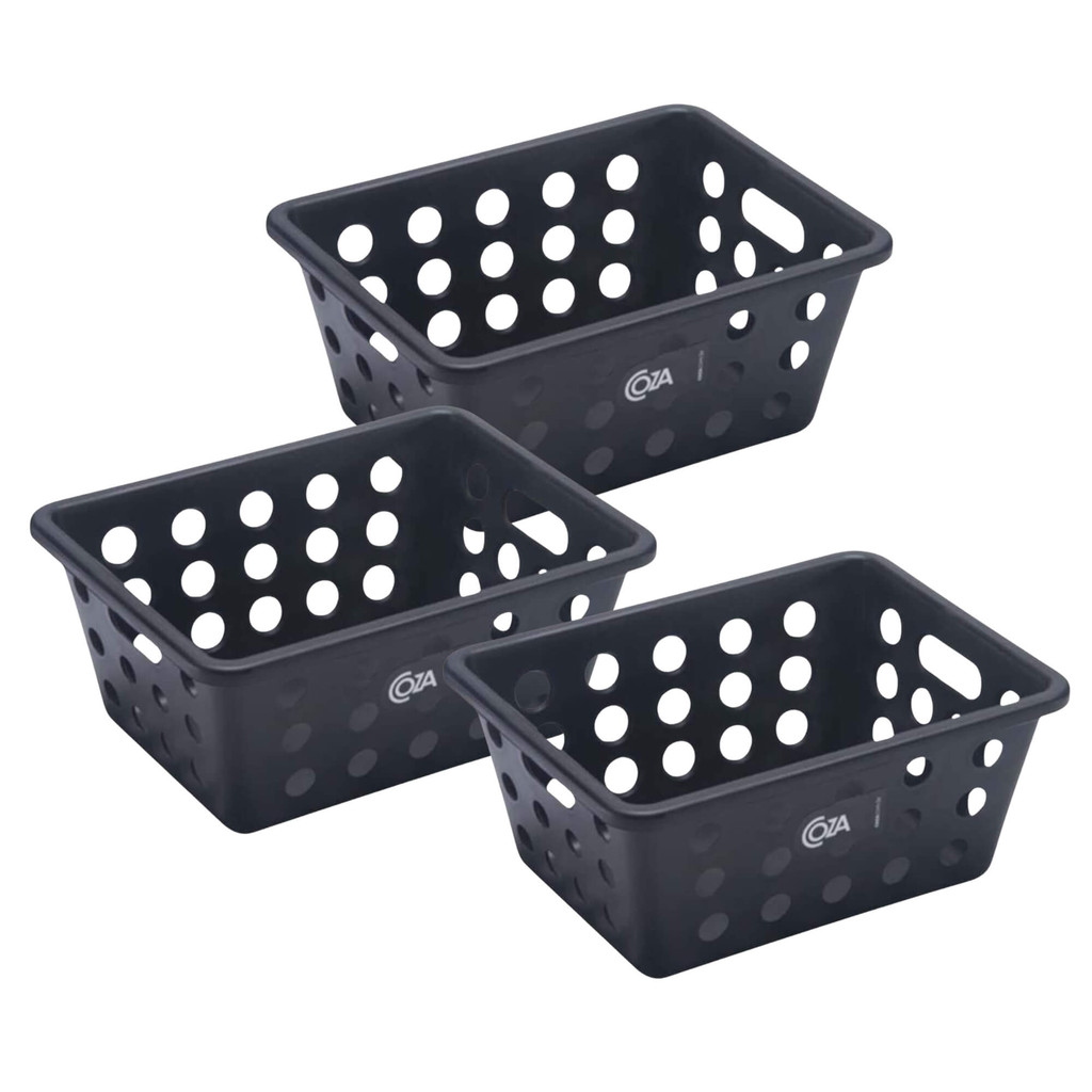 Kit 3 Cestas Organizadoras Pequenas Coza One Brinox Polipropileno 18x14x8cm Preto em Oferta na Shopee