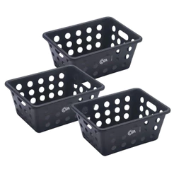 Kit 3 Cestas Organizadoras Pequenas Coza One Brinox Polipropileno 18x14x8cm Preto