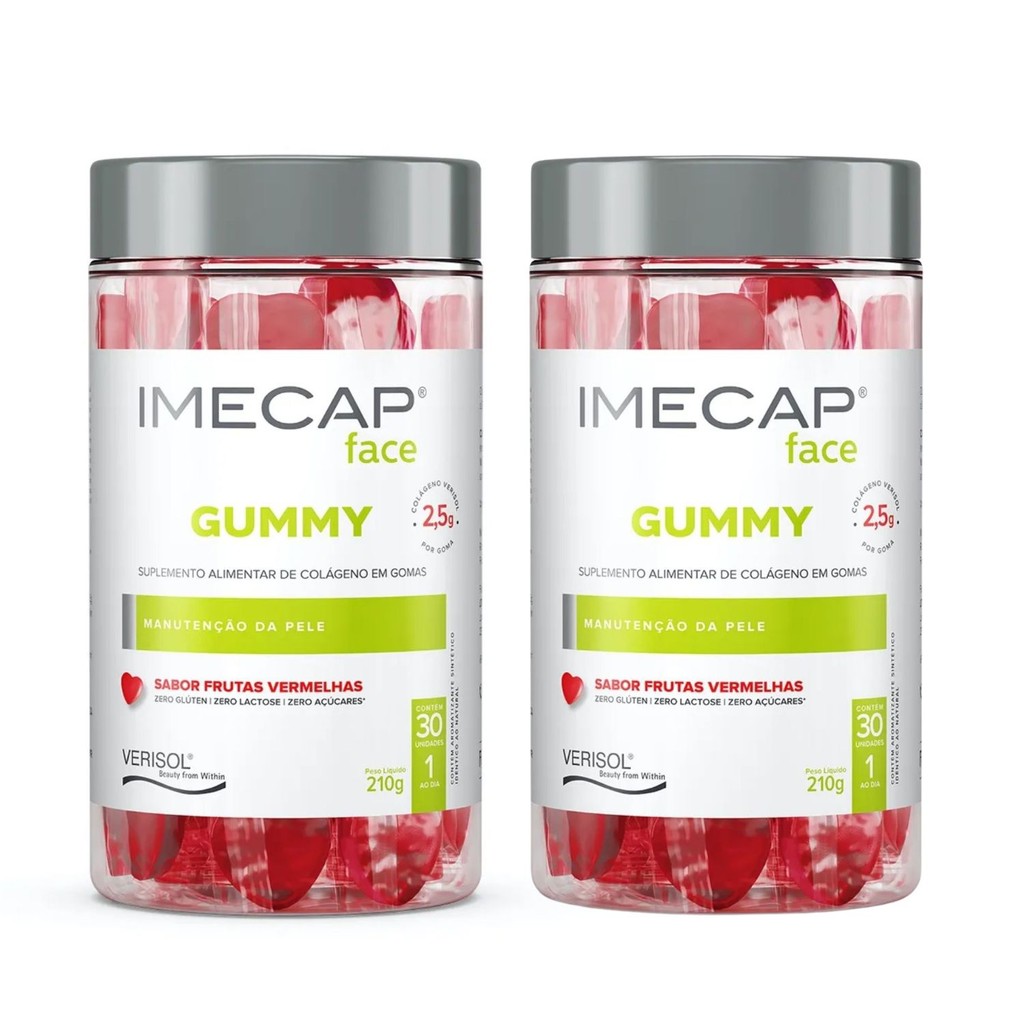 Kit C2 Colágeno Imecap Face Gummy com Verisol 210g 30 Gomas