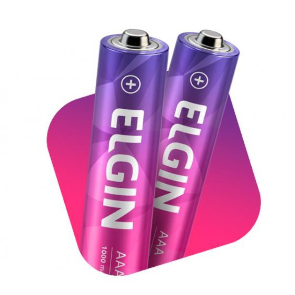 Pilha palito recarregável AAA 900 mAh com 2 unidades - Elgin - Home Appliances