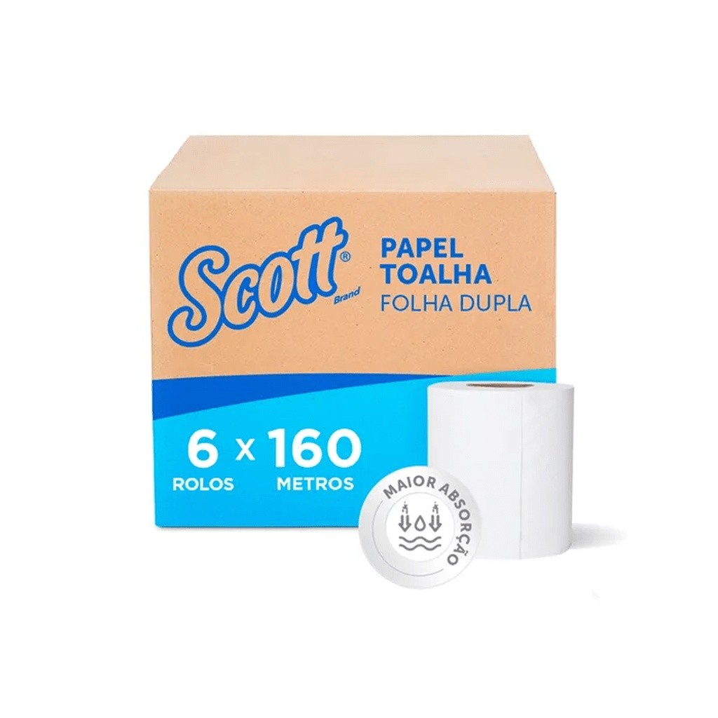 Papel Toalha Bobina Essential Folha Dupla 6X20X160 Scott em Oferta na Shopee