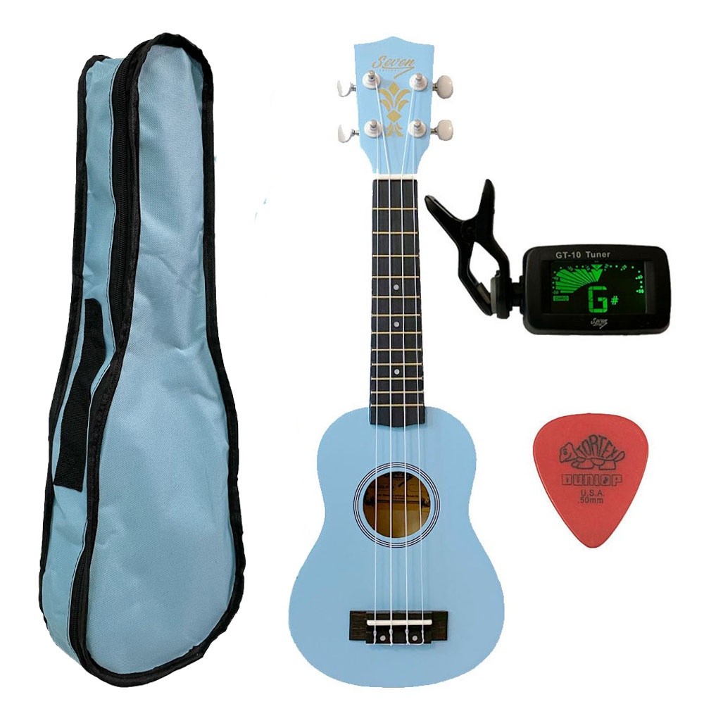 Ukulele Azul Seven Soprano Suk-07 LB C/ Capa e Afinador em Oferta na Shopee