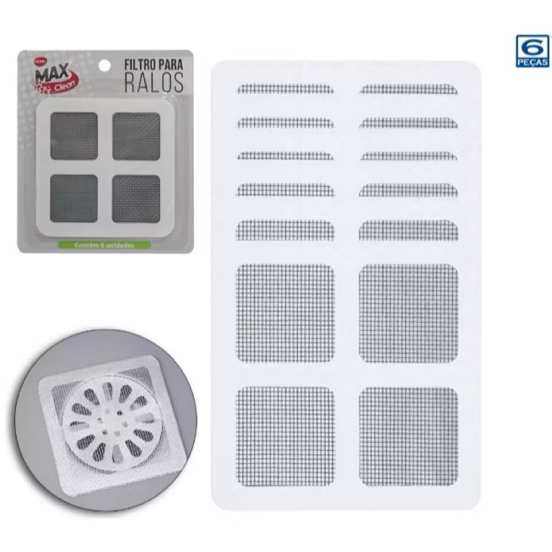 10 Filtro de Ralo Descartável Tela Adesiva Protetora Anti-Odor e Insetos para Ralo Pia e Banheiro 10x10