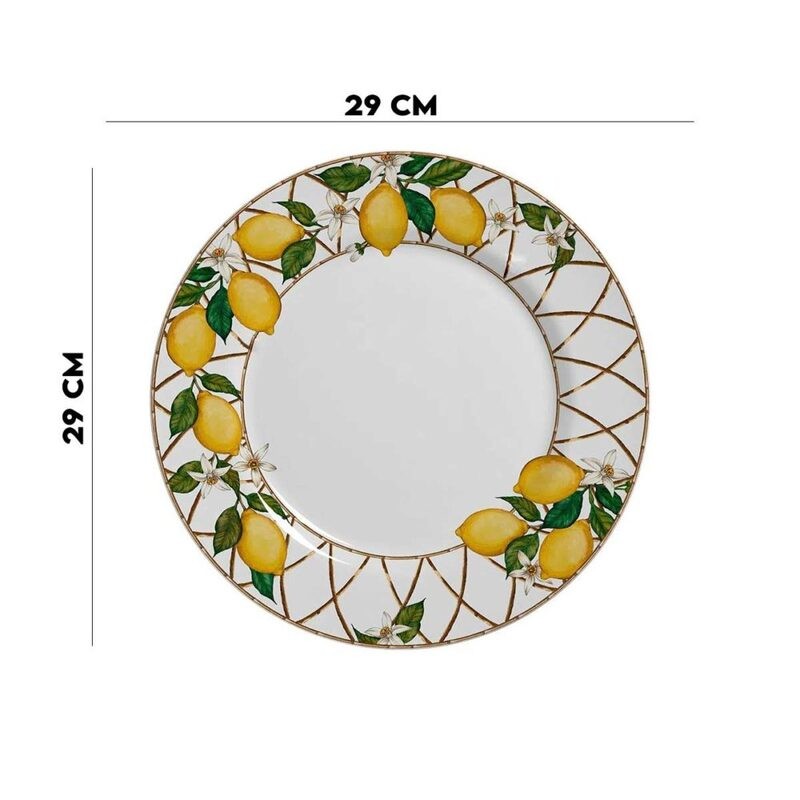 Pratos Raso Limão Siciliano Cerâmica 1°linha Alleanza Branco Limão Siciliano