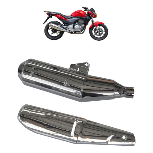 Ponteira Cromada + Protetor Escape Cb 300 Twister 2023 em diante - Cromo de alta qualidade e resistencia térmica