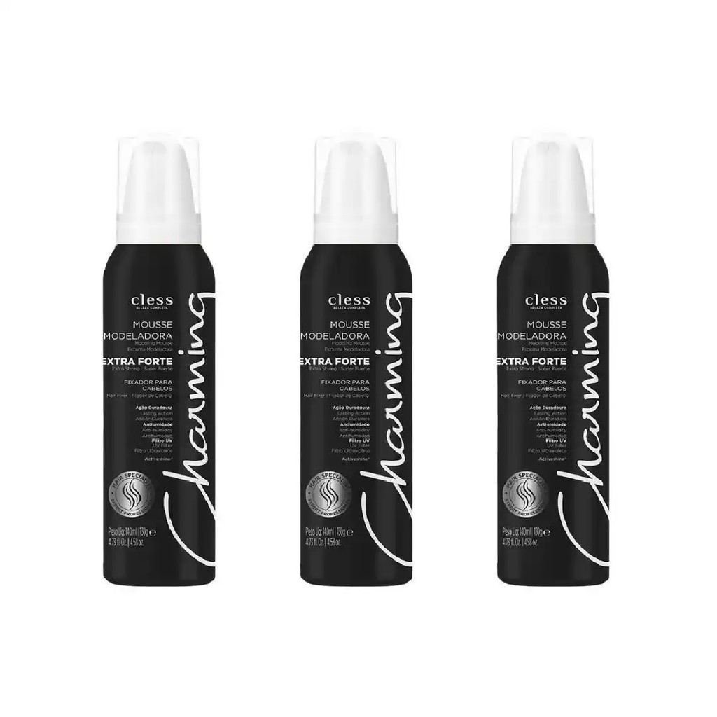 Cless Charming Mousse Modeladora Extra Forte 140ml Kit 3un
