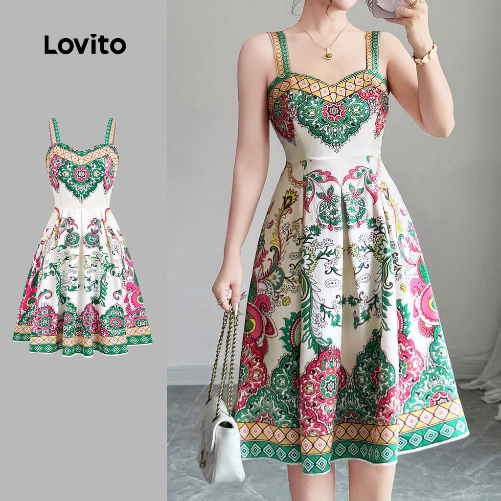 Lovito Vestido Boho para Primavera/verão para Mulheres L143ED090 em Oferta na Shopee
