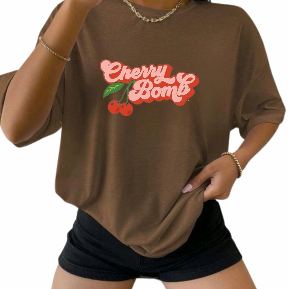 CAMISETA GEEK Oversized Blusão Largo Despojado Streetwear Estampado Cherry Bomb TREND ACADEMIA ENVIO IMEDIATO