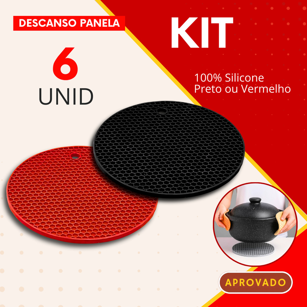 Kit 6 - Descanso de Panela de Silicone Protetor de Mesa Apoio de Panelas para Cozinha em Oferta na Shopee