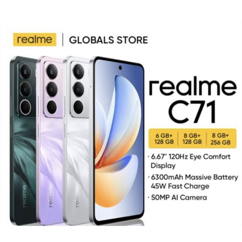 Celular Smartphone Realme C71 NFC 256gb / 128gb Versão Global (COM CAPINHA E PELÍCULA DE CORTESIA)
