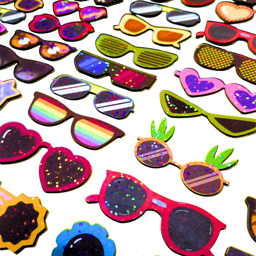 100 Desivos Pet Óculos Impressão HD Olográfico Banho e Tosa