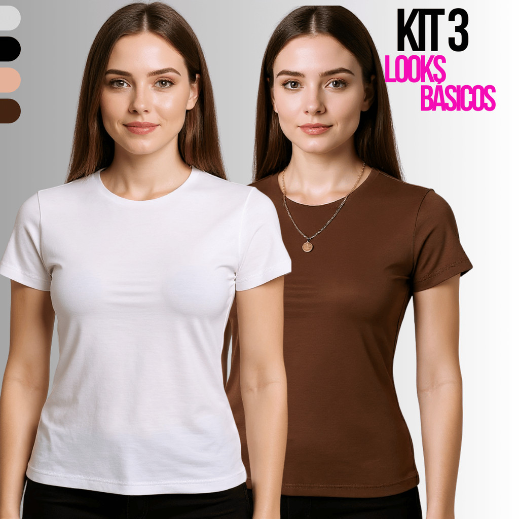 kit 3 Blusas de Manga Manguinha Curta Feminina de Compressão Camiseta academia dia a dia Básica Suplex