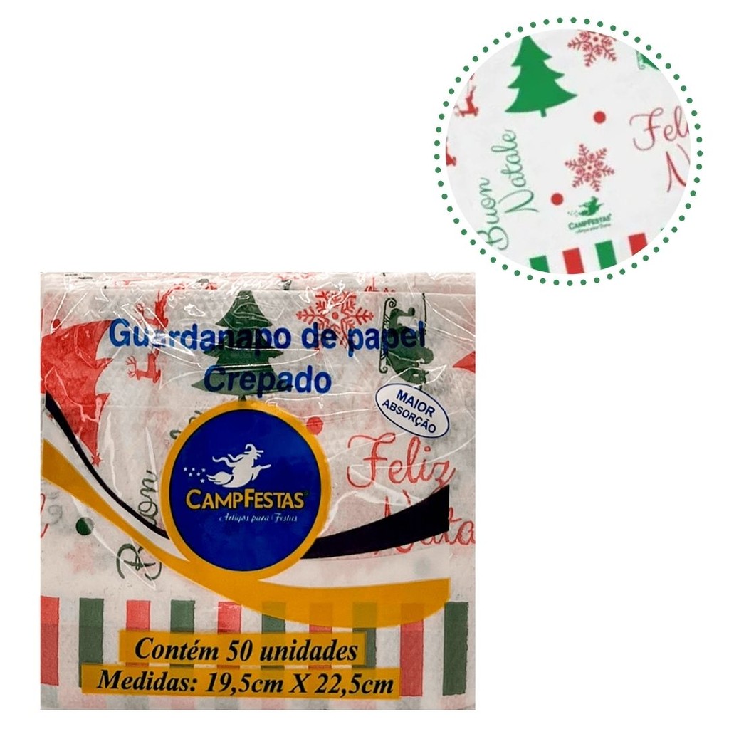 300 GUARDANAPOS  FELIZ NATAL  FESTA 19,5 X 22,5 CAMPFESTA em Oferta na Shopee