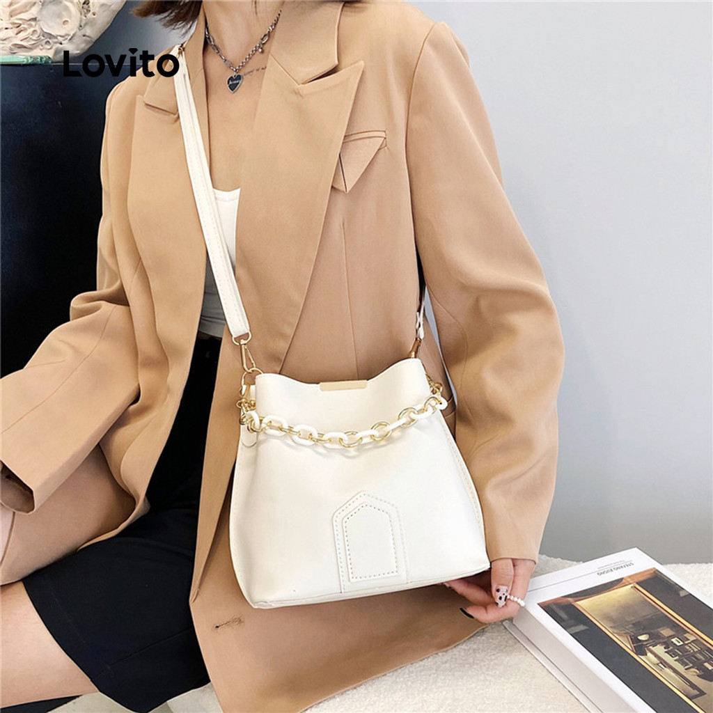 Detalhes do Lovito Bolsa de Ombro Pequena Casual Simples e Exquisita para Mulheres LFA90438