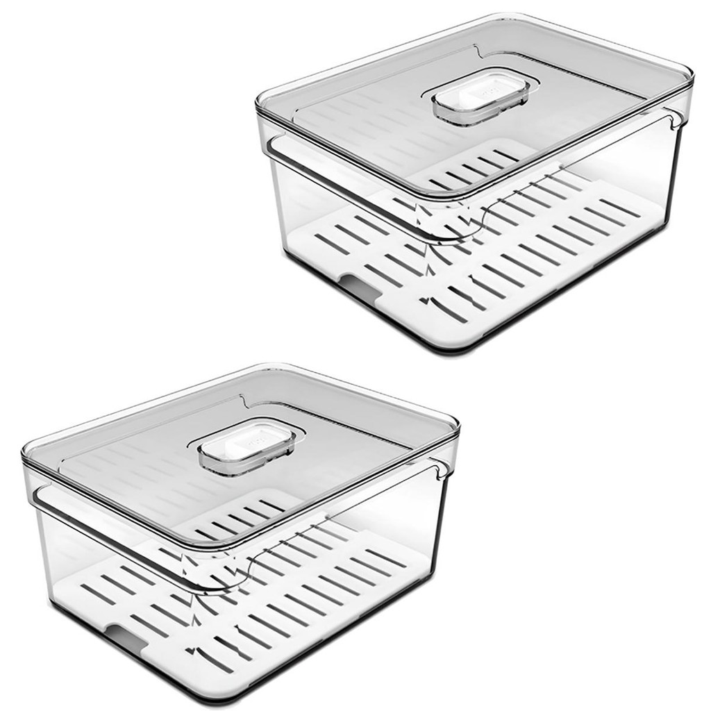 Kit 2 Organizador Geladeira Multiuso 2,2L OU Frutas Vegetais