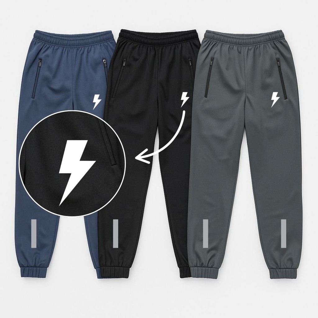 Calça  Peças Jogger RAIO Dry Fit Academia Masculina Adulta com Bolso Zíper Flanelada