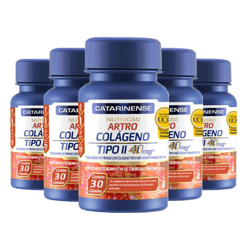 Kit 5 Colágeno Tipo 2 40mg UC-II Catarinense 30 cápsulas