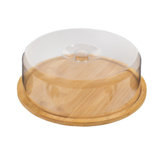 Boleira Bambu Com Tampa Em Acrílico Porta Bolo Para Bolo Torta Pudim Queijo 28cm em Oferta na Shopee