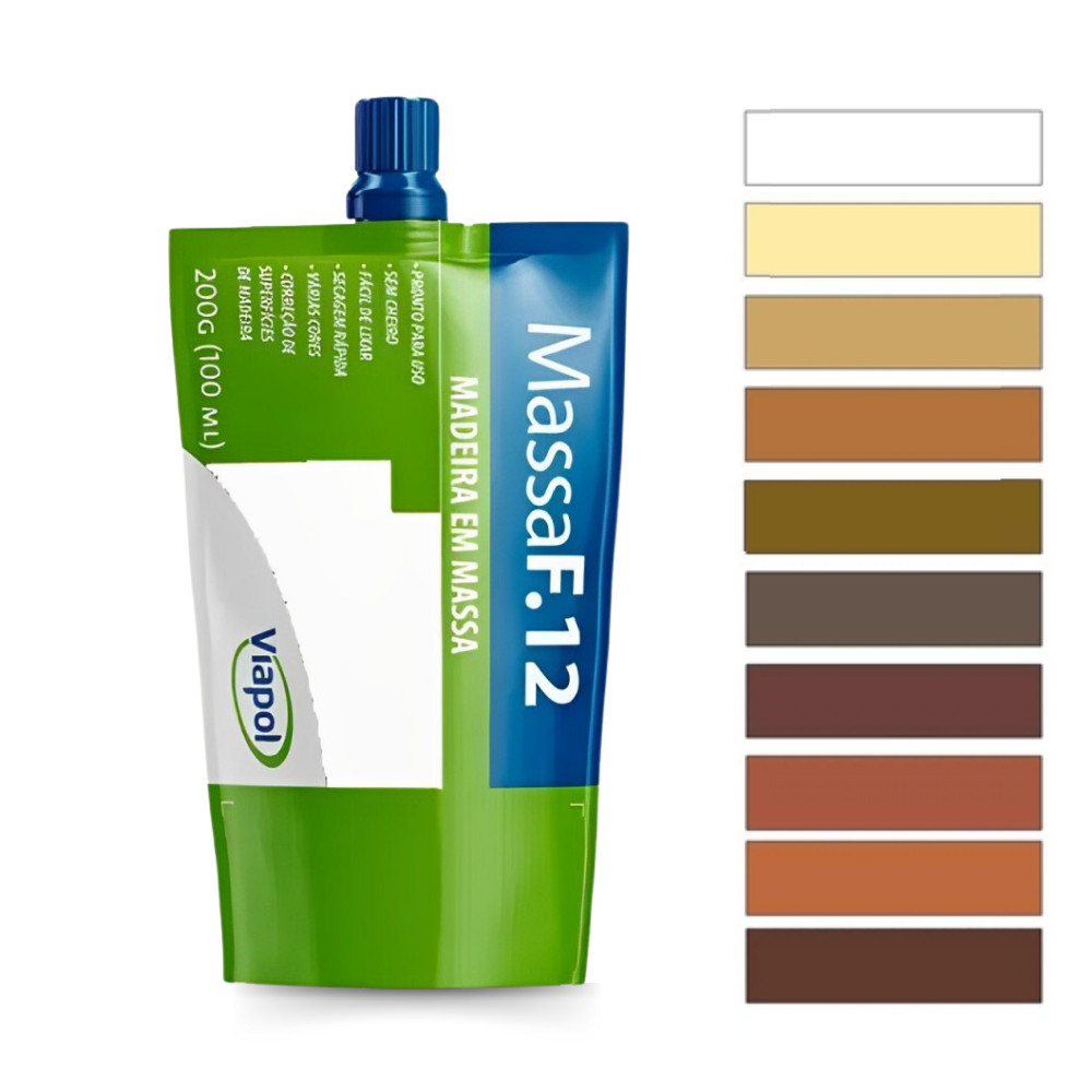 Massa Para Madeira F12 Calafetar Correção 200g Viapol Variadas Cores Mdf Verniz Fácil Aplicação Resistente em Oferta na Shopee