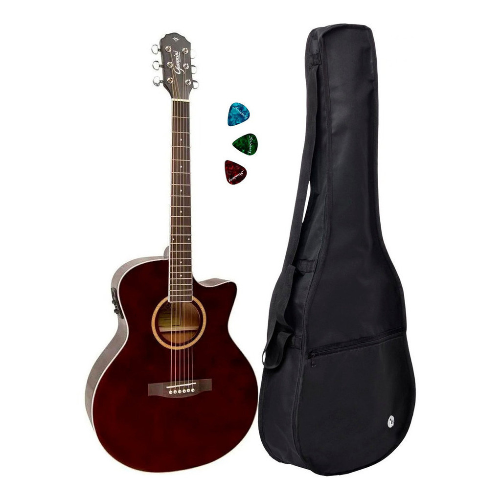 Violão Giannini Gsf3 Ceq Translucent Wine + Capa Reforçada