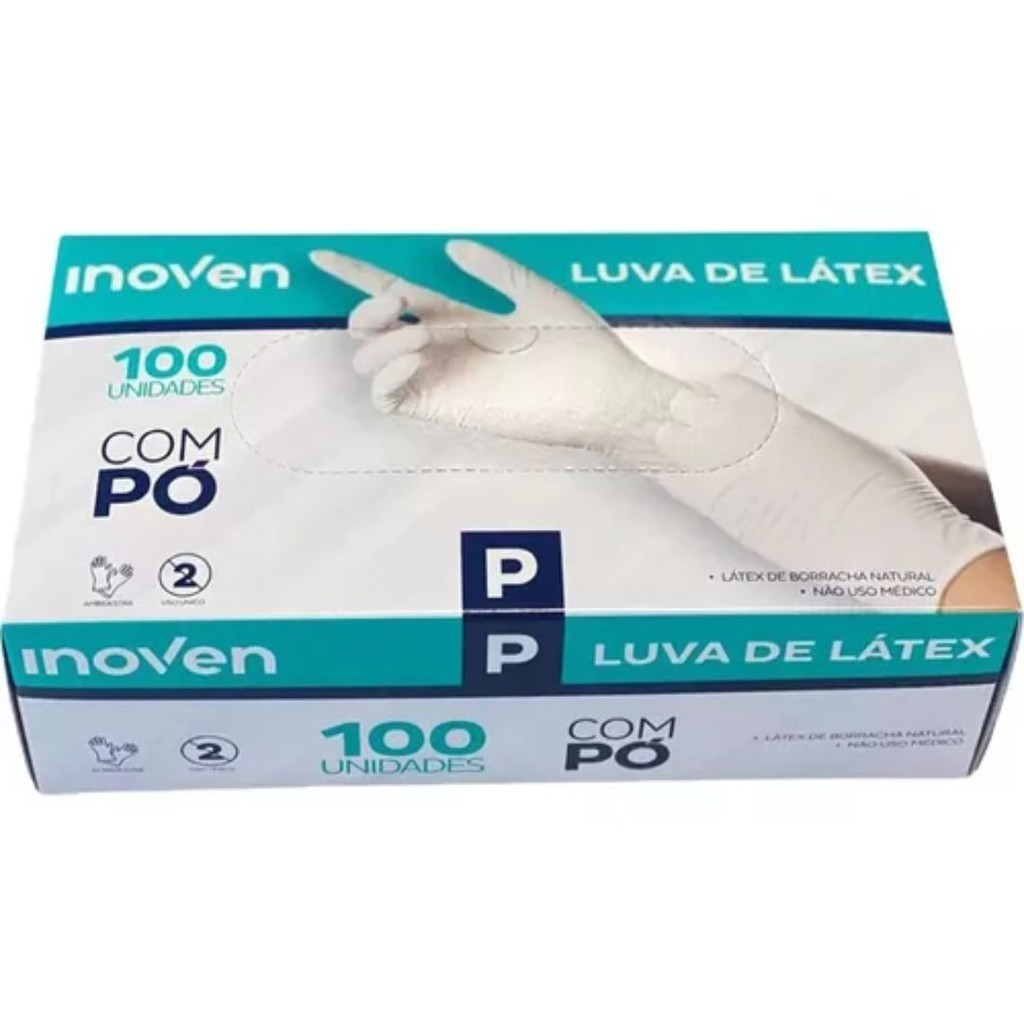 Luva de Látex Com Pó Tamanho P 100 Unidades Inoven em Oferta na Shopee