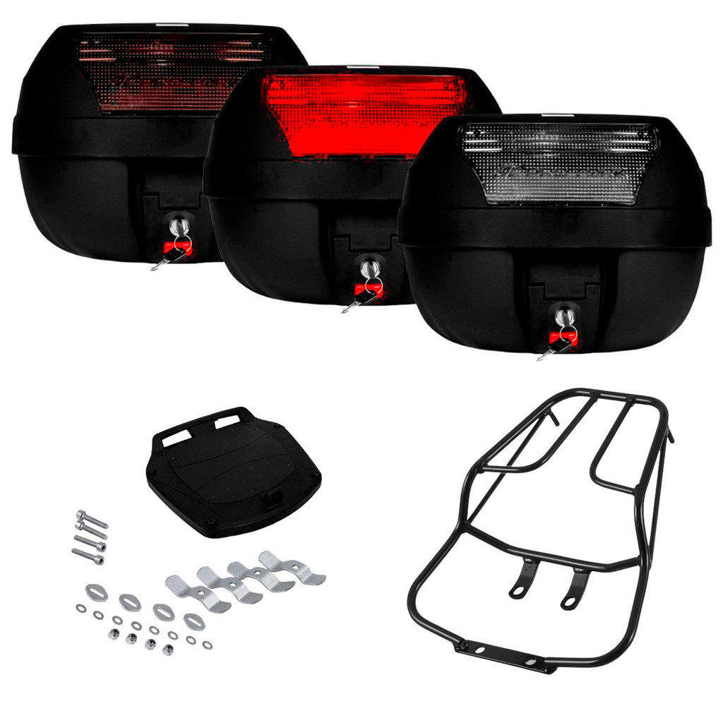 Bagageiro Sansão Fan Titan 2009 à 2013 Suporta até 6kg + Bau Bauleto 28L Vermelho Fumê Cristal