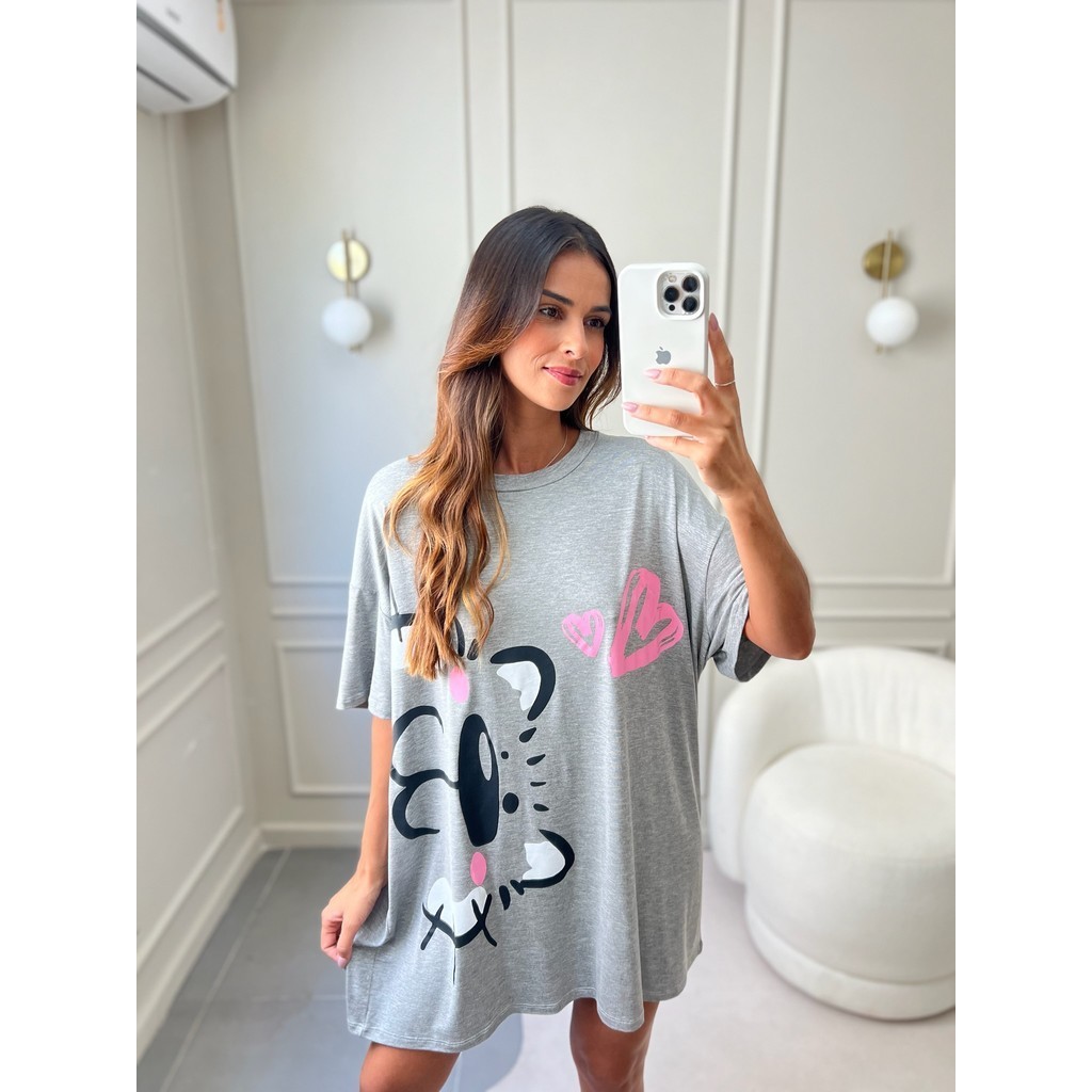 Camisetão Manga Curta Camisola De Calor  Empório Do Algodão em Oferta na Shopee