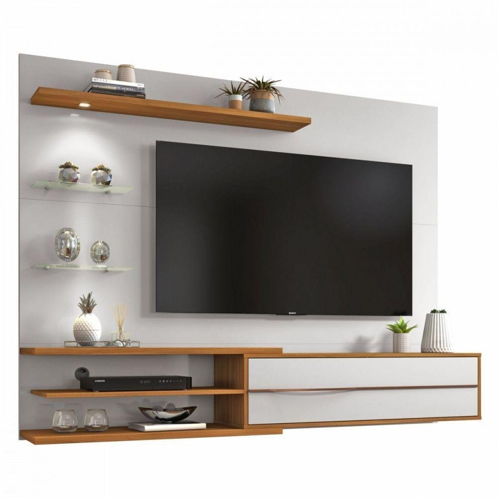 Painel Nt1115 Para Tv Até 60" Freijó Trend Com Off White em Oferta na Shopee