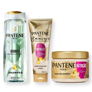 Shampoo Pantene Bambu 400ml + 3 Minutos Milagrosos + Creme Nutrição em Oferta na Shopee