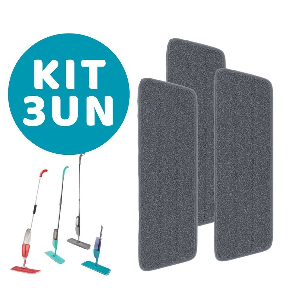 kit 3 Refis P/ Mop Spray Microfibra Esfregão Mágico - Vencedor