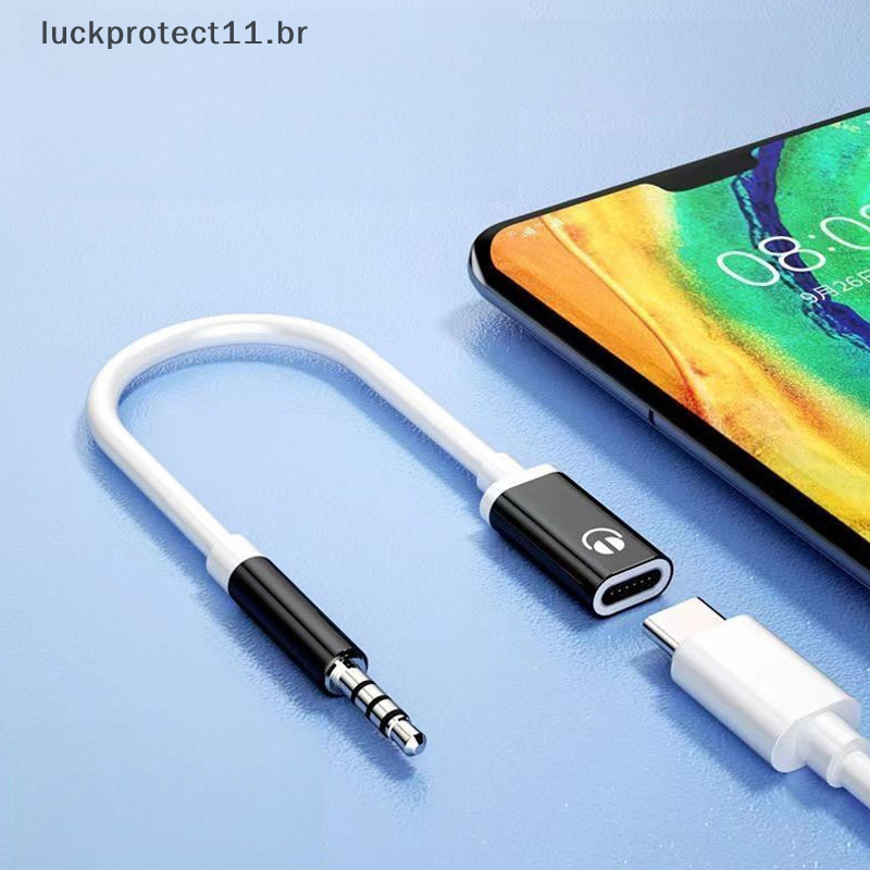 LTBR 1 Peça 3.5mm Macho Para Tipo-C Fêmea Fone De Ouvido Conversor De Cabo Aux Plano Adaptador Redondo ~