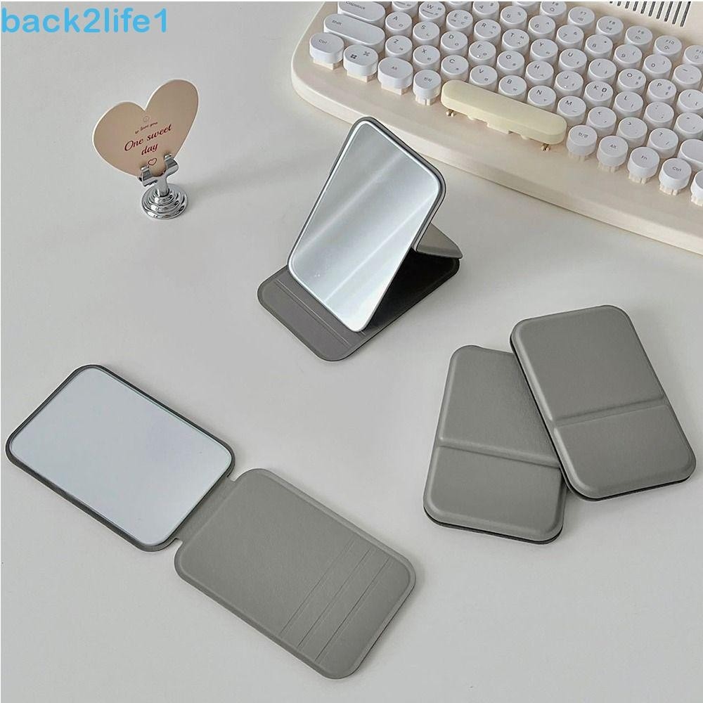 BACK2LIFE1 Espelho Dobrável De Maquiagem , Cor Sólida INS De Mesa , Pequeno Pu Leather Light Weight Compact Cosmetic Mirror Vanity Home Decor