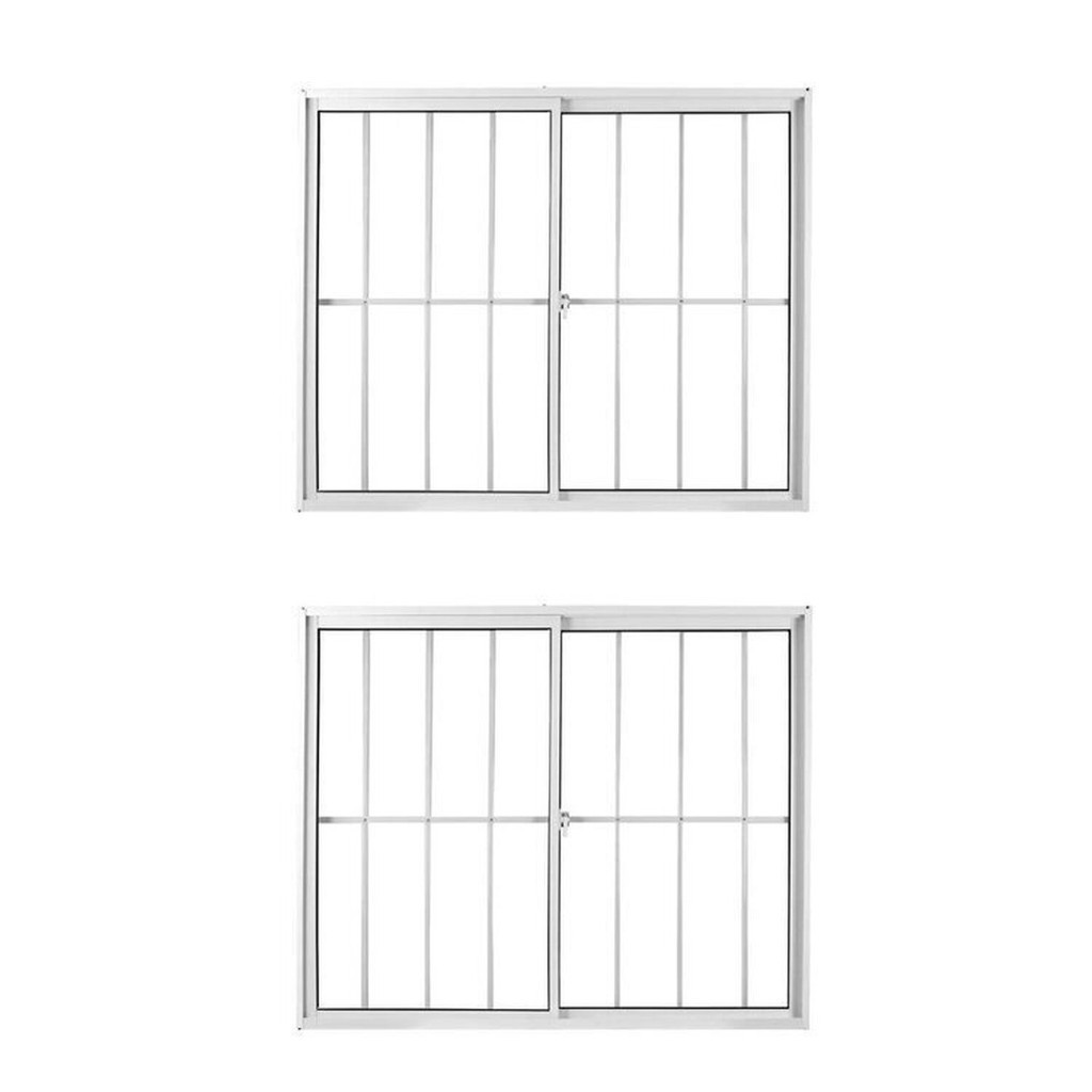 Kit com 2 Janelas de Alumínio de Correr 100x150cm 2 Folhas com Grade e Vidro Liso Linha Soft Mgm em Oferta na Shopee