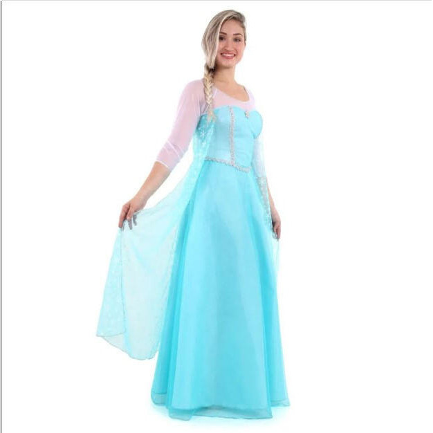 Fantasia Elsa Frozen Vestido Disney Original C/ Capa Adulto 
