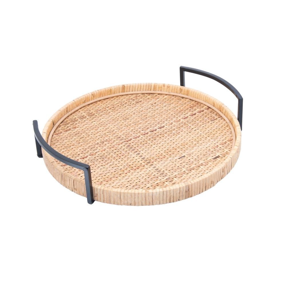 Bandeja Redonda Wolff Bali de Fibra Natural com Alça 37cm x em Oferta na Shopee