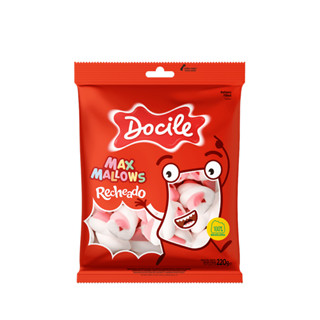 Marshmallow Recheado Rosa/Branco 220g - Docile em Oferta na Shopee