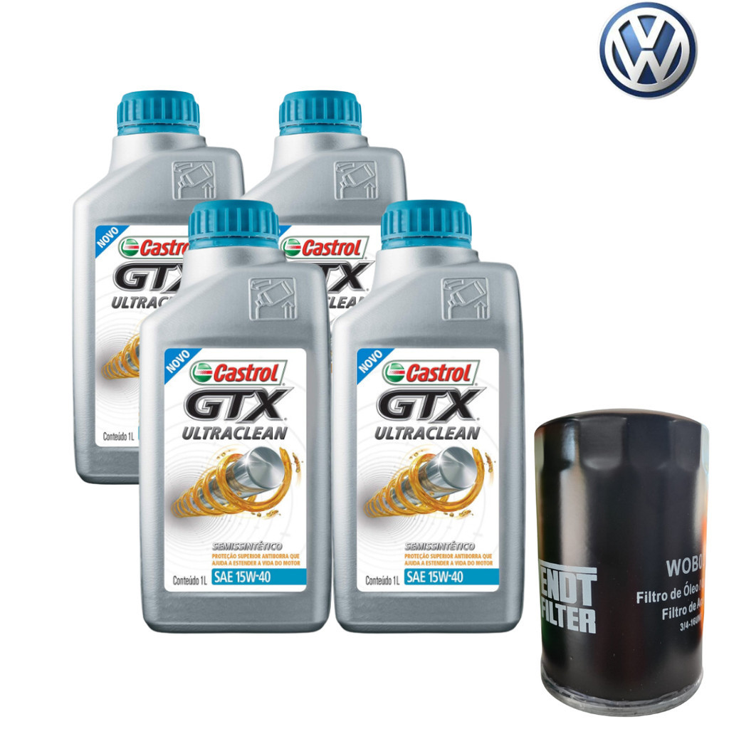 KIT 4L ÓLEO CASTROL GTX 15W40 SL + 1 FILTRO VW AP