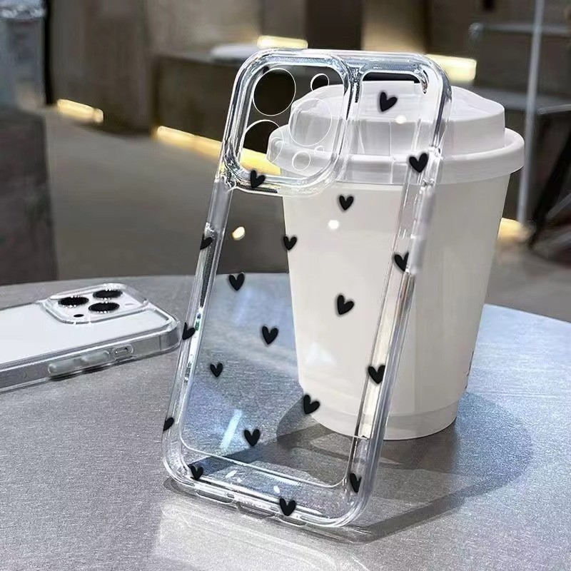 Capa De Telefone Gráfica De Coração Fofo Para iPhone 11 12 13 14 15 17 Pro Max X